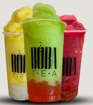 Slush de mango, manzana verde y fresa de Boba Tea